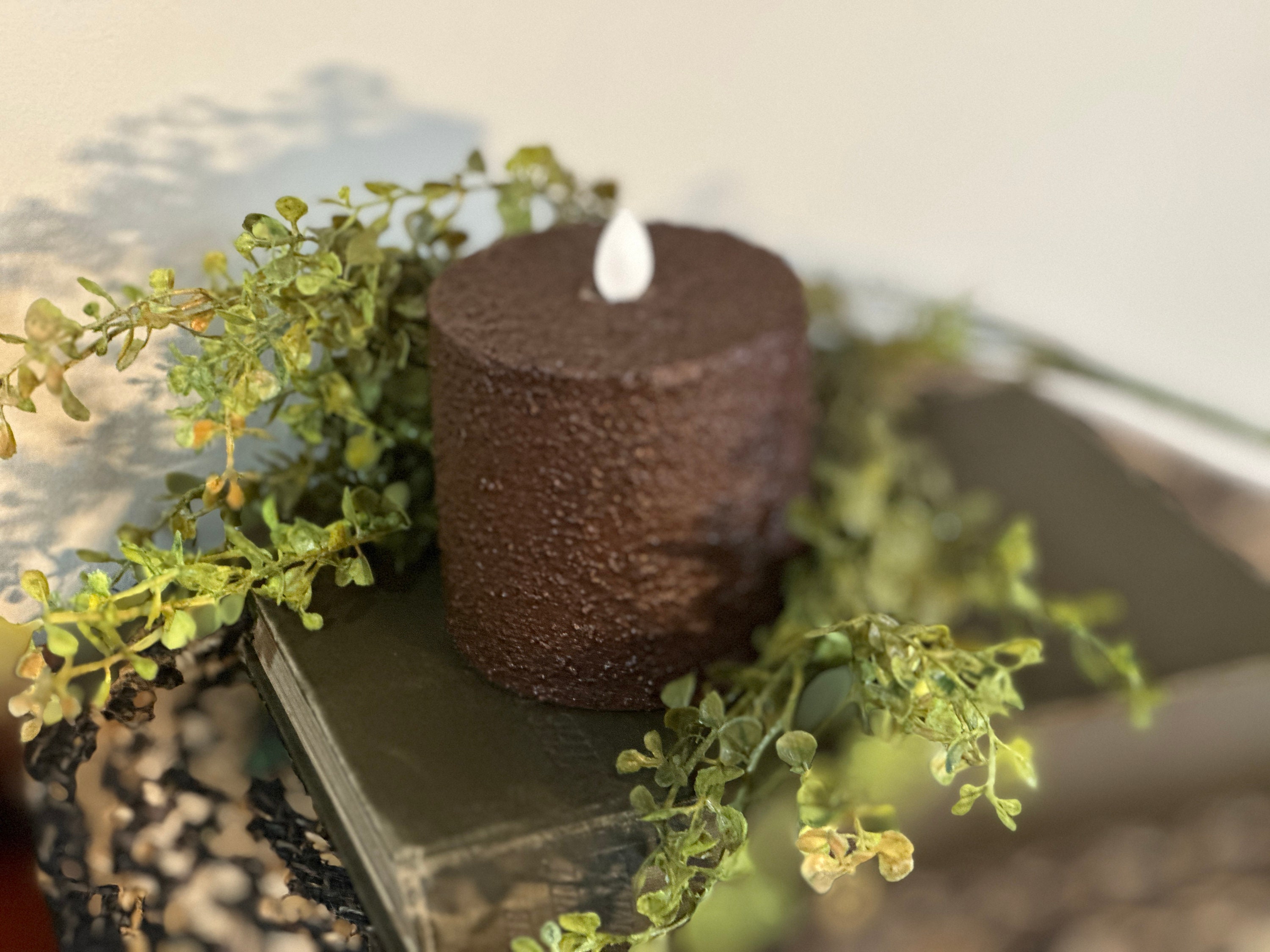 3x4 Grubby Pillar Battery Operated Candle Non Timer Moving Flame Look