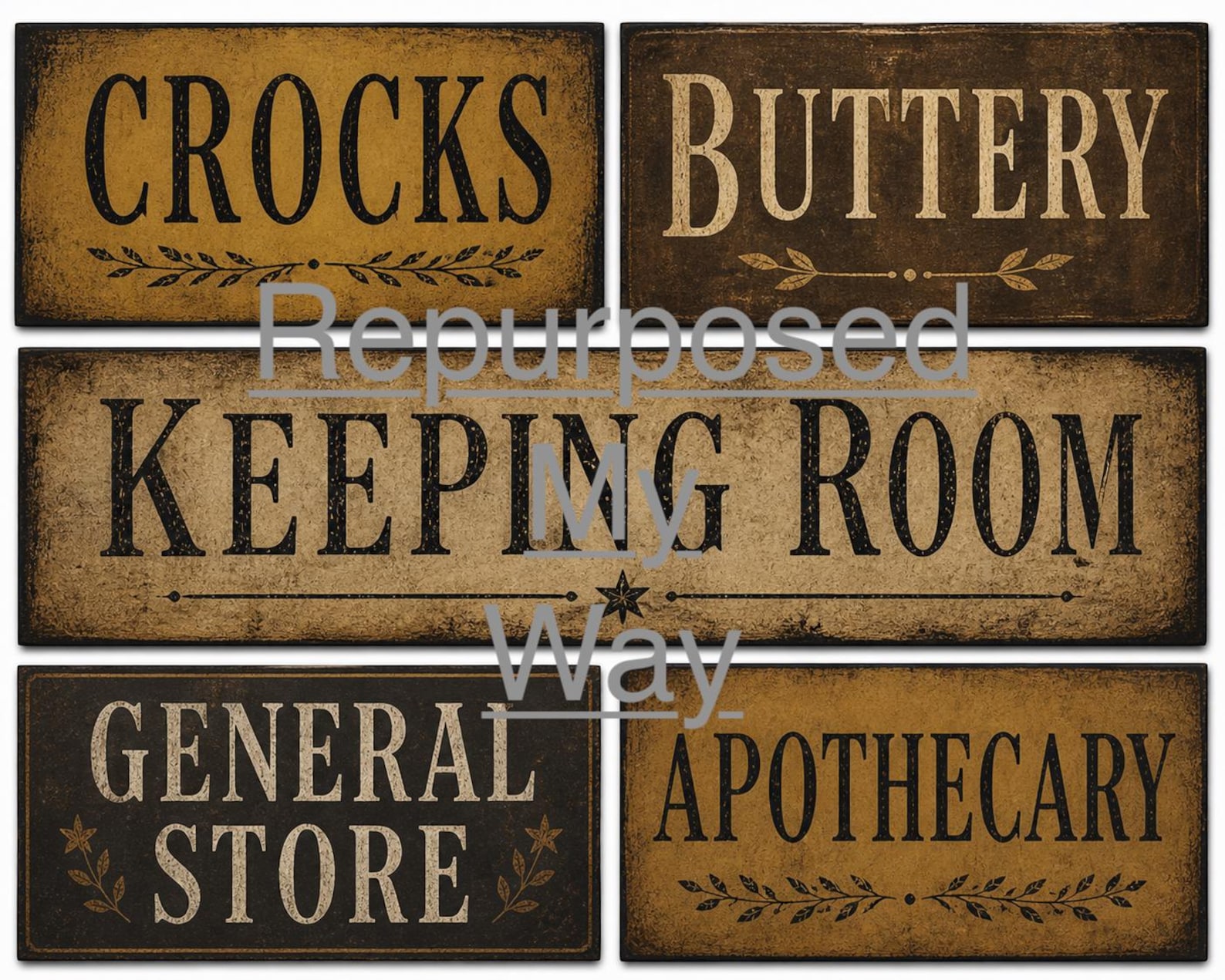 Rustic Words Primitive Word Printable Set | Rustic Early American Signs | Crocks ...