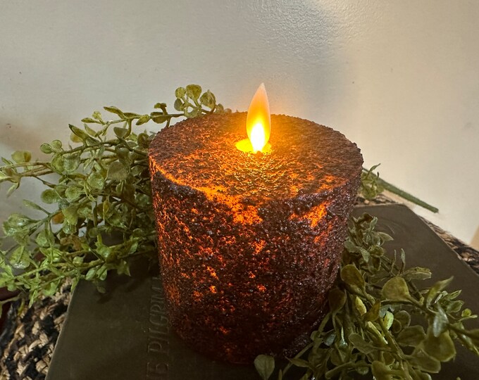 3x4 Grubby Pillar Battery Operated Candle Non Timer Moving Flame Look