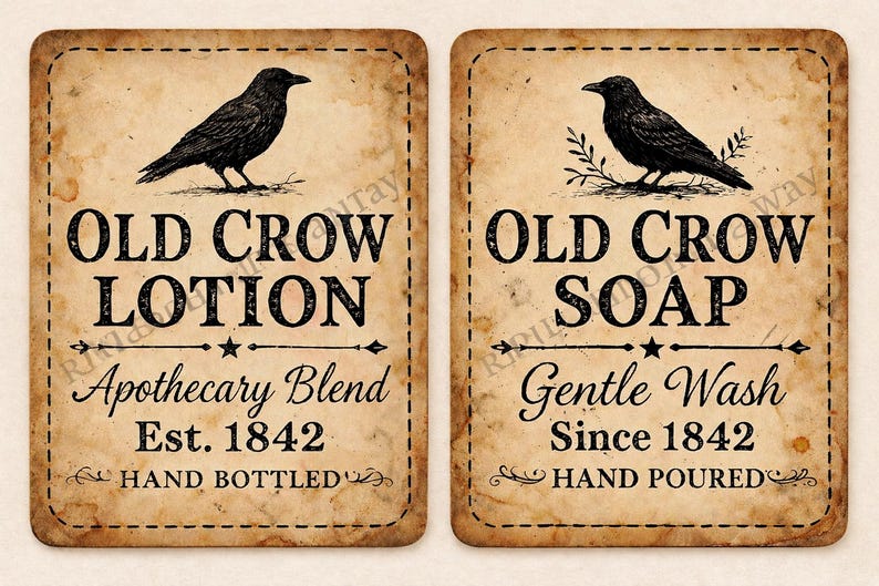 Old Crow Label for Lotion & Soap | Printable Rustic Design | Farmhouse ...