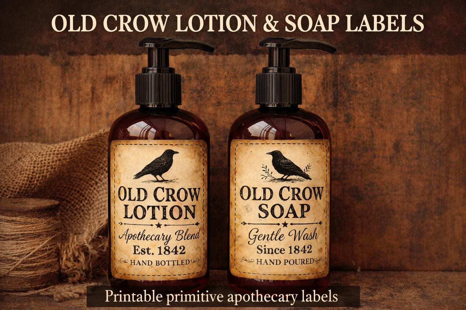 Old Crow Label for Lotion & Soap | Printable Rustic Design | Farmhouse ...