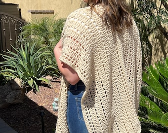 Handmade Cream Summer Poncho: Lightweight Swimsuit Cover-Up