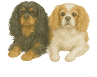 Retrato personalizado de dos mascotas a partir de una foto / Arte de acuarela para mascotas / Dos mascotas juntas / Arte de perro y gato / Regalo personalizado para mascotas