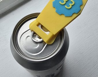 Fallout vault inspired Soda Can Opener, Nail Saver, 3D printed keychain soda can opener.