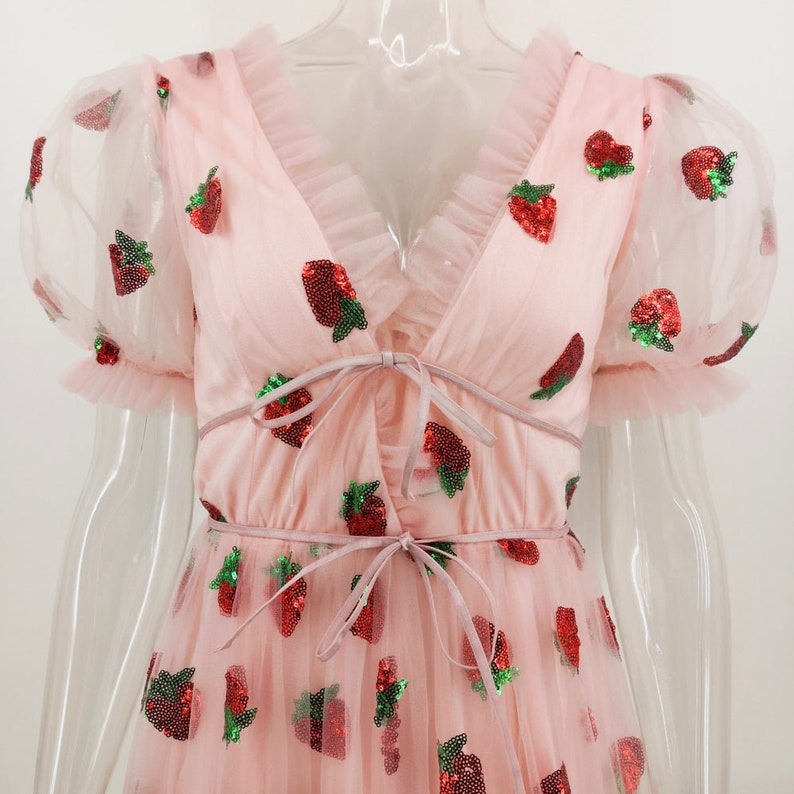 Strawberry Dress Women Cottagecore Princesscore Tulle for - Etsy