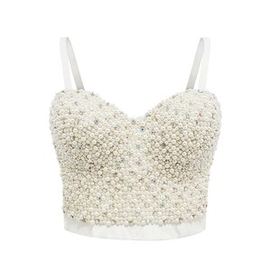 Pearl Bustier White Beaded Corset Top Art Arianne Sparkly Vintage With ...