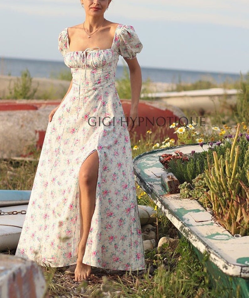 Cottagecore Dress With Florals Princesscore Milkmaid for - Etsy