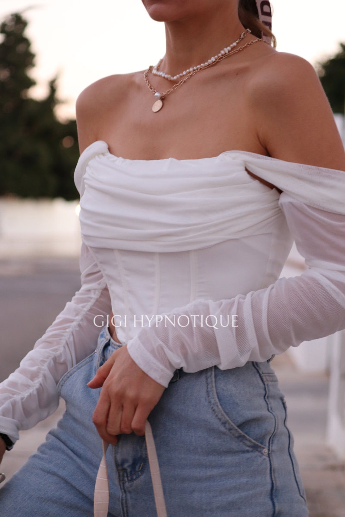 White Corset Top off Shoulder Vintage Overbust 90s Nostalgia Etsy