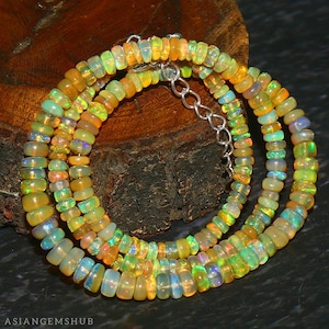 AAA-opaalketting, natuurlijke Ethiopische Welo-opaal, Ethiopische opaalkralenketting, multi-vuuropaal kralen echte opaalketting 16 inch