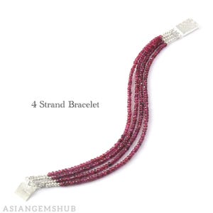 GARNET BRACELET || Natural Red Garnet Beads Bracelet, Women’s Jewelry Dainty Bracelet, Genuine Garnet Bracelet 4 Strands 7 inches