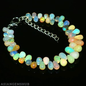 Opal Bracelet, Natural Ethiopian Welo Fire Opal, Ethiopian Opal Beads Bracelet, Opal Dainty Bracelet, Genuine Opal Bracelet 7 inches