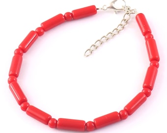 Natürliches AAA rotes Korallenarmband | Italienische Meereskoralle, 18 cm