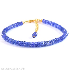 BLUE SAPPHIRE BRACELET || Blue Sapphire Beads Bracelet, Sparkling Sapphire Beaded Bracelet, Handmade Bracelet Gifted Jewelry 7 inches