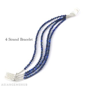 LAPIS LAZULI BRACELET || Natural Lapis Lazuli Beads Bracelet, Women’s Jewelry Dainty Bracelet, Genuine Lapis Bracelet 4 Strands 7 inches