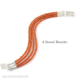 GARNET BRACELET || Natural Orange Garnet Beads Bracelet, Women’s Jewelry Dainty Bracelet, Genuine Garnet Bracelet 4 Strands 7 inches