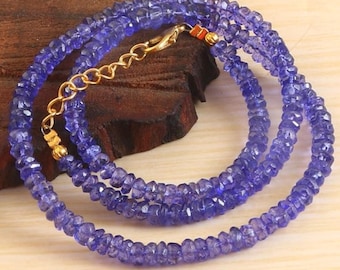 Natürliche London Blautopas Edelstein-Halskette, Blautopas facettierte Perlen Perlen-Halskette, handgemachte Halskette begabte Schmuck 16 Zoll