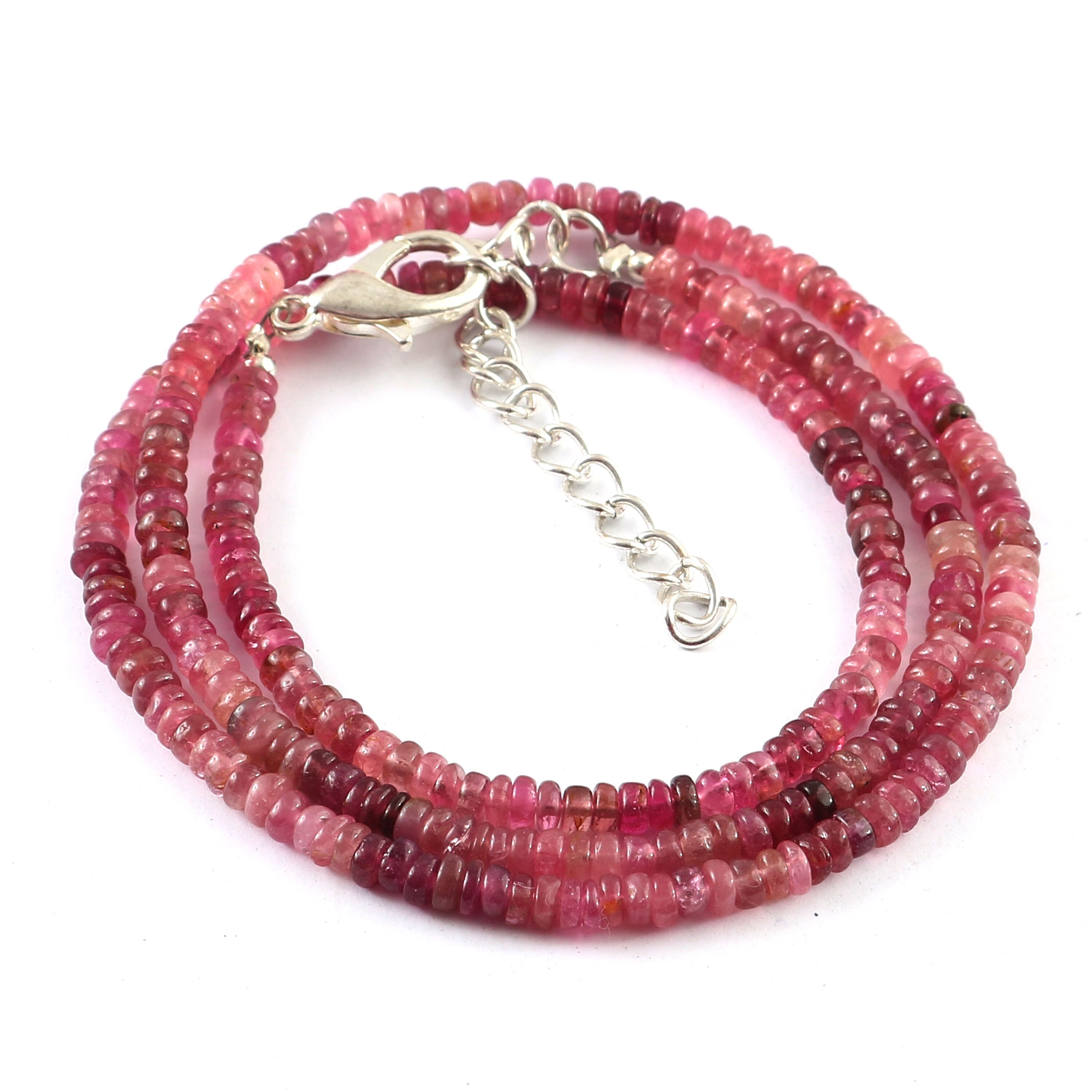 Pink Tourmaline 3mm Faceted Mini Bead Bracelet - RBTP4