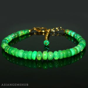 AAA+ Opal Bracelet, Natural Ethiopian Welo Fire Opal, Ethiopian Opal Beads Bracelet, Green Opal Dainty Bracelet, Genuine Opal Bracelet