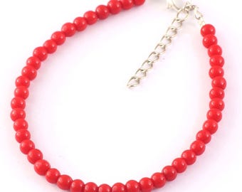 CORAL BRACELET || Natural AAA Red Coral Bracelet, Italian Sea Coral Beads Handmade Dainty Bracelet Gifted Jewelry 7 inch