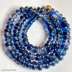 BLUE SAPPHIRE NECKLACE | Blue Sapphire Beads Necklace, Handmade Sapphire Beaded Necklace, Gifted Jewelry 1 Strand 18 inches (4 to 6)mm