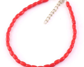 Natürliche rote Koralle Perlenarmband | Handgefertigte italienische Seekoralle, 18 cm
