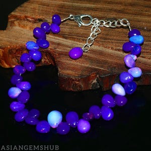 Opal Bracelet, Natural Ethiopian Welo Fire Opal, Purple Opal Beads Bracelet, Opal Dainty Bracelet, Genuine Opal Bracelet 7 inches