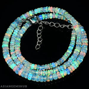 AAA-opaalketting, natuurlijke Ethiopische Welo-opaal, Ethiopische opaalkralenketting, multi-vuuropaal kralen echte opaalketting 16 inch
