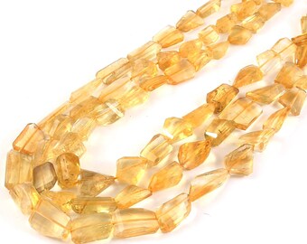 AAA Citrine laser Cut Nuggets Beads Strands for Jewelry Making Necklace 16 inches