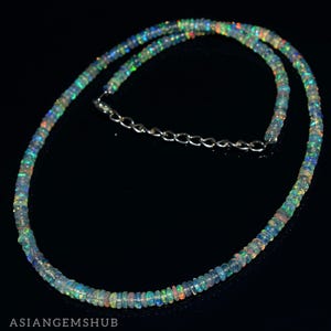 AAA+ natuurlijke Ethiopische opaalketting, Welo Opal-kralen, multi Fire Opal rondelle-kralenketting Echte opaalketting Begaafde sieradenketting