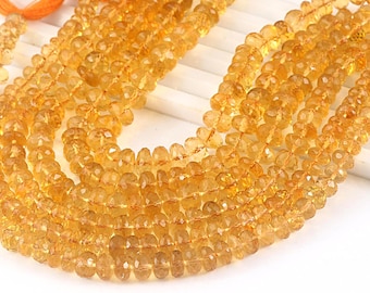 AAA Citrine Rondelle Beads: Faceted Gemstone Jewelry Making, 16 inch