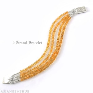 CITRINE BRACELET || Natural Yellow Citrine Beads Bracelet, Women’s Jewelry Dainty Bracelet, Genuine Citrine Bracelet 4 Strands 7 inches