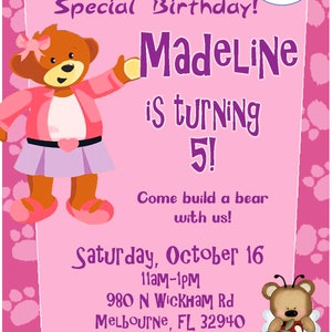 Personalized Customized Build-A-Bear Birthday Invitation -- made to order