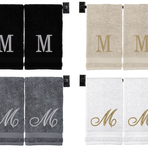 Monogram Hand Towel, 100% Turkish Cotton Monogrammed Towel for Housewarming Gift or Wedding Gift, Embroidered Monogram Towel with Initial