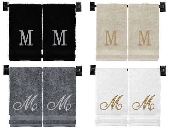 Monogram Hand Towel, 100% Turkish Cotton Monogrammed Towel for Housewarming Gift or Wedding Gift, Embroidered Monogram Towel with Initial