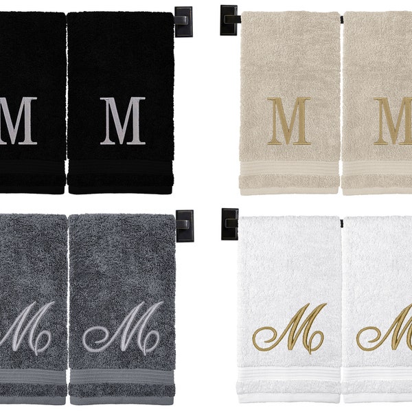 Monogram Hand Towel, 100% Turkish Cotton Monogrammed Towel for Housewarming Gift or Wedding Gift, Embroidered Monogram Towel with Initial