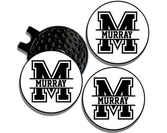 Personalized Golf Ball Marker - 3 Pack Monogram Golf Ball Markers with a Magnetic Hat Clip - Custom Golf Ball Markers