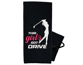 This Girls Got Drive Golf Towel - Golf Gifts for Women - Embroidered Golf Towel- Golf Gift - Womens Golf Towel - Golf Towels for Women