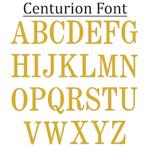 May include: A graphic image of the alphabet in a gold-colored Centurion font.