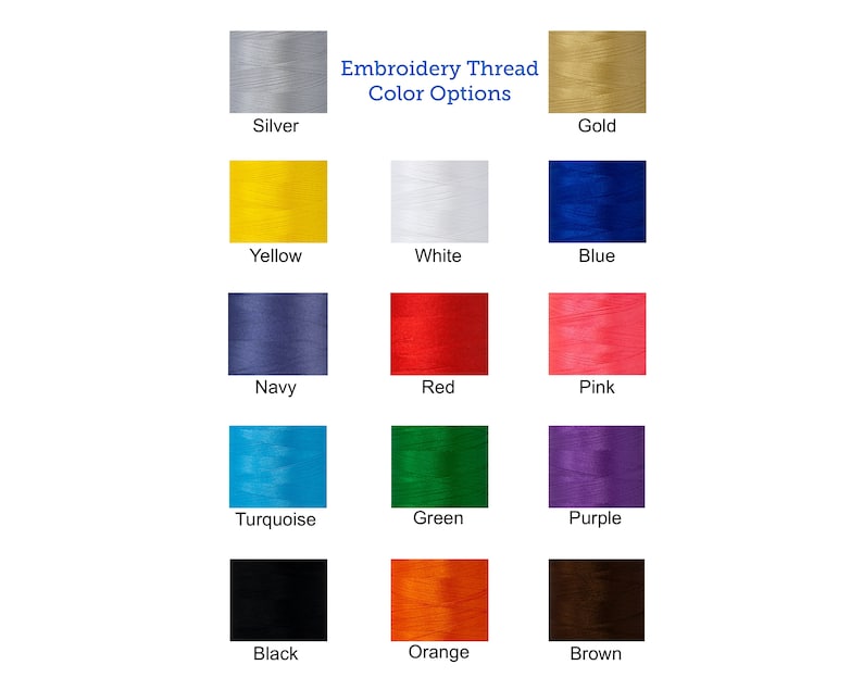 Pode incluir: Um gr&aacute;fico mostrando 15 cores diferentes de fio de bordado, incluindo prata, ouro, amarelo, branco, azul, azul marinho, vermelho, rosa, turquesa, verde, roxo, preto, laranja e marrom.