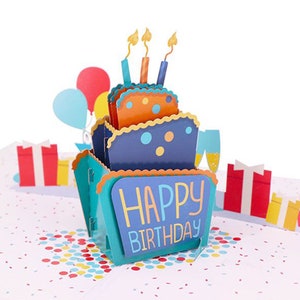 3D Pop Up Birthday Card Greeting Card with Cake and Candles
