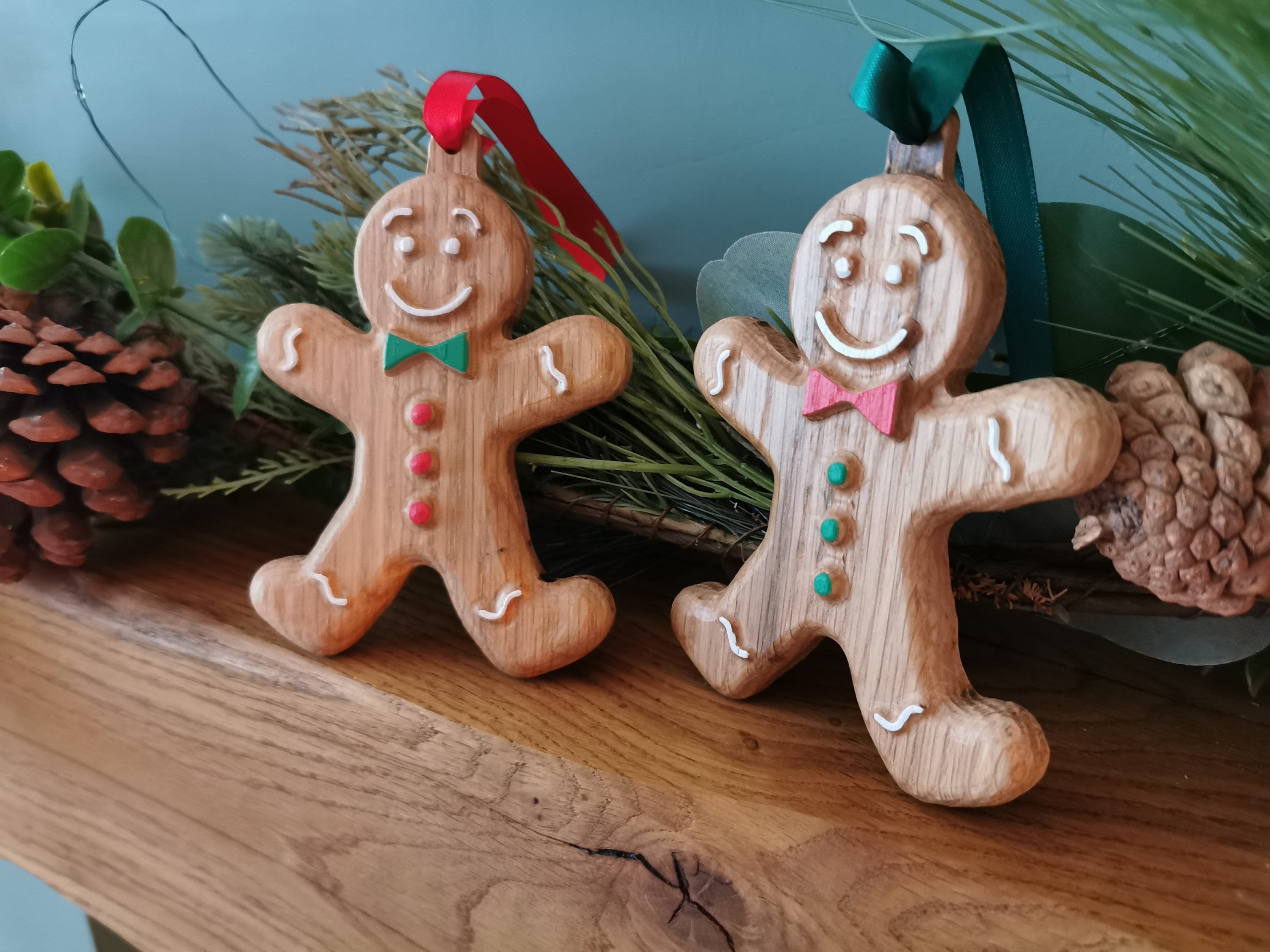 Hand-Painted Gingerbread Man Seasoning Bottle Ornament - 2 Pcs