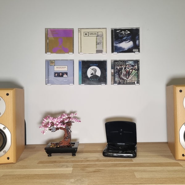 CD Bracket, Wall-Mount Album Holder, Compact Disc Display Shelf, Removable Adhesive, no drilling