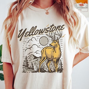 Vintage Yellowstone Comfort Colors Shirt, Yellowstone T-Shirt, National Park Shirt, Comfort Colors Tee, Yellowstone Ranch, Deer Shirt