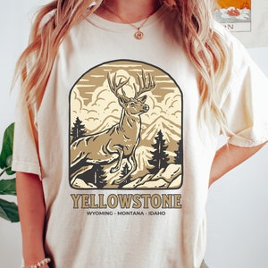 Vintage Yellowstone Comfort Colors Shirt, Yellowstone T-Shirt, National Park Shirt, Comfort Colors Tee, Yellowstone Ranch, Deer Shirt