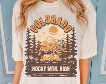 Colorado Rocky Mountain Graphic Tee - Retro Comfort Colors Shirt