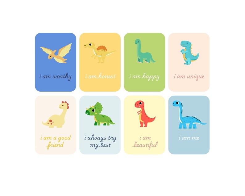 16 Printable Positive Affirmation Cards for Kids, Dinosaur Kids ...