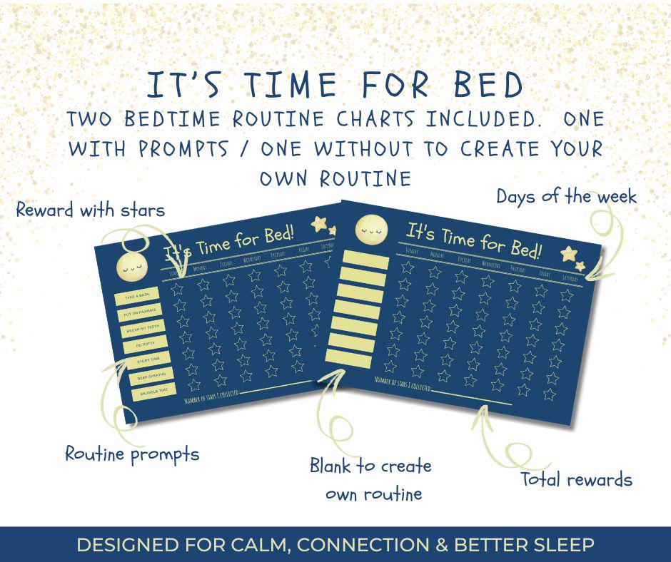 Bedtime Routine & Rewards Chart for Kids + Calm Down Pages, Digital ...
