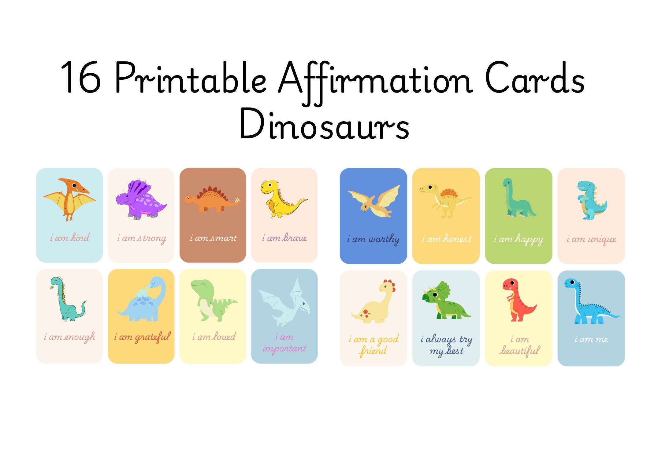16 Printable Positive Affirmation Cards for Kids, Dinosaur Kids ...