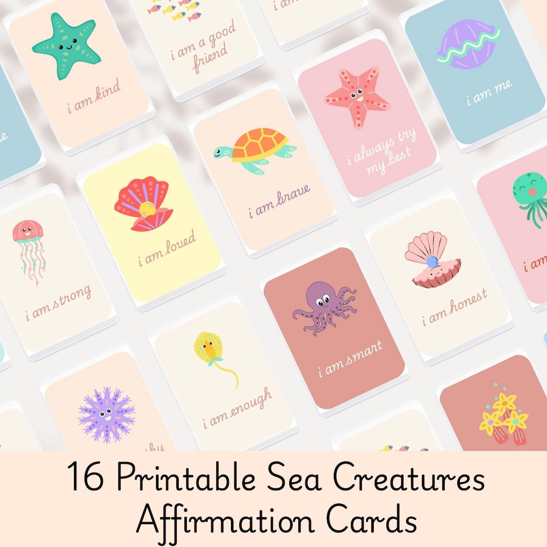 16 Printable Positive Affirmation Cards for Kids, Sea Creatures Kids ...