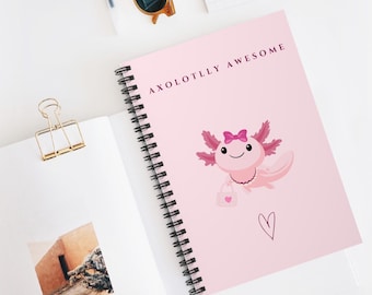 Axolotlly 素敵なスパイラルノート | かわいいアホロートル日記 | ポジティブな肯定ノート | かわいい動物の文房具ギフト | 自信日記